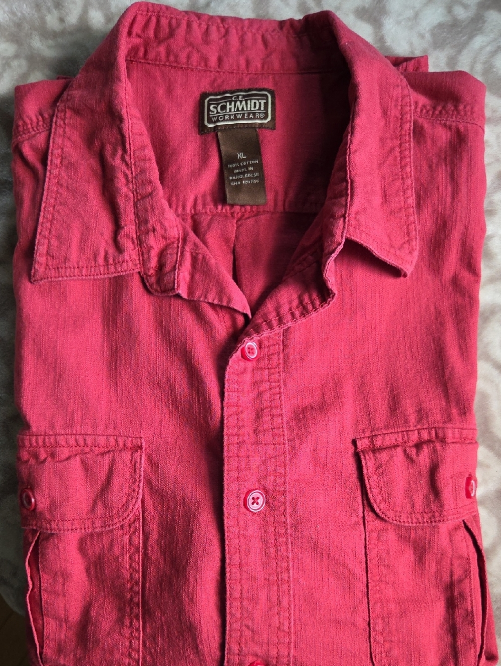 CE Schmidt Workwear Men's Red Casual Button-Down Shirt Men's XL